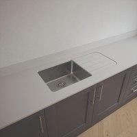 Metis White Fleck Kitchen Worktop with 1 Bowl Stainless Steel Sink 3050mm x 620mm x 15mm (891PW)