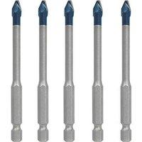 Bosch Expert HEX-9 Hex Shank Tungsten Carbide Tile & Glass Drill Bits 6mm x 90mm 5 Pack (893RT)