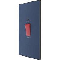 British General Evolve 45A 2-Gang 2-Pole Cooker Switch Blue with LED with Black Inserts (894PY)