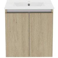 Newland Double Door Wall-Mounted Vanity Unit with Basin Effect Natural Oak 500mm x 450mm x 540mm (894RN)