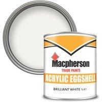 Macpherson 1Ltr Brilliant White Eggshell Emulsion Trim Paint (896TA)