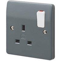 MK Logic Plus 13A 1-Gang DP Switched Plug Socket Grey with White Inserts (897FF)