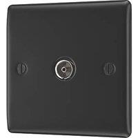 British General Nexus Metal 1-Gang Coaxial TV / FM Socket Matt Black with Colour-Matched Inserts (897PM)
