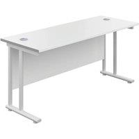 TC Group Aztec Twin Upright Rectangular Office Desk White/White 1600mm x 600mm (897TT)