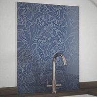 Country Living Acanthus Leaf Blue Kitchen Splashback 600mm x 750mm x 6mm (898JM)