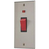 Contactum iConic 45A 1-Gang DP Control Switch Brushed Steel with Neon with Black Inserts (898RP)