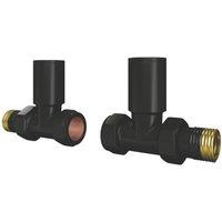 ETAL Rise 15mm x 1/2" Black Straight Designer Manual Radiator Valve Head & Body 2 Pack (898VV)