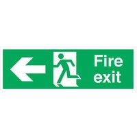 Essentials Non Photoluminescent "Fire Exit" Left Arrow Signs 150mm x 450mm 50 Pack (89997)
