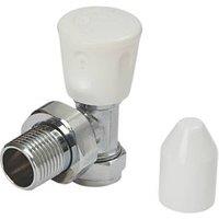 Flomasta 15mm x 21mm White/Chrome Angled Modern Manual Radiator Valve Head & Body (901FW)