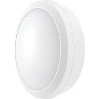 Luceco Atlas Indoor & Outdoor Maintained Emergency Round LED Decorative Bulkhead With Microwave Sensor White 21W 2100lm (901JV)