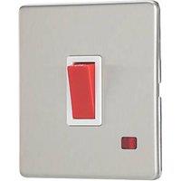 Contactum Lyric 32A 1-Gang DP Control Switch Brushed Steel with Neon with White Inserts (903RR)