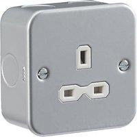 Knightsbridge 13A 1-Gang Unswitched Metal Clad Socket Grey with White Inserts (903VR)