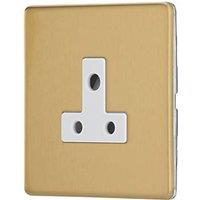 Contactum Lyric 5A 1-Gang Unswitched Round Pin Socket Brushed Brass with White Inserts (904RK)