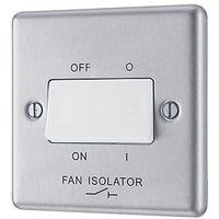 LAP 10AX 1-Gang 3-Pole Fan Isolator Switch Brushed Stainless Steel with White Inserts (90520)