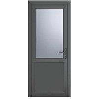 Crystal 1-Panel 1-Obscure Light Left-Handed Anthracite Grey uPVC Back Door 2090mm x 840mm (906KF)