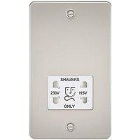 Knightsbridge 2-Gang Dual Voltage Shaver Socket 115 V / 230V Pearl with White Inserts (906TY)