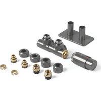 Terma Twins All-in-One Integrated 1/2" x 15mm Grey Angled Thermostatic Radiator (907RH)