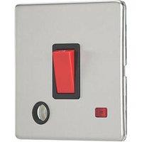 Contactum Lyric 32A 1-Gang DP Control Switch & Flex Outlet Brushed Steel with Neon with Black Inserts (907RR)