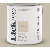 LickPro 2.5Ltr Greige 01 Vinyl Matt Emulsion Paint (908TM)
