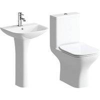 Smooth Y Square 1 Tap Hole 560mm Basin & Toilet Set (9095X)