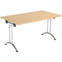 TC Group One Union Rectangular Folding Table Nova Oak/Chrome 1600mm x 700mm (909TT)