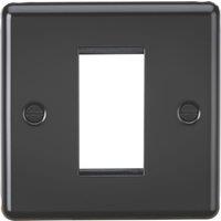 Knightsbridge Raised Rounded 1-Module Modular Faceplate Matt Black (909YA)