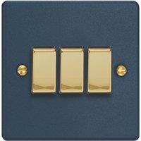 Varilight 10A 3-Gang 2-Way Light Switch Midnight Blue with Colour-Matched Inserts (909YT)
