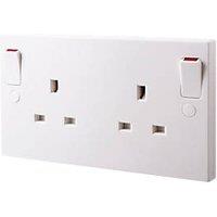 British General 900 Series 13A 2-Gang DP Switched Plug Socket White (91002)