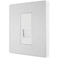 British General Evolve 1-Gang Master Telephone Socket Brushed Steel with White Inserts (910RF)