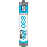 No Nonsense 830 Anti-Mould Neutral Sanitary Silicone Sealant Silver Grey 310ml (910RU)