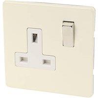 Varilight 13AX 1-Gang DP Switched Plug Socket White Chocolate with White Inserts (91174)