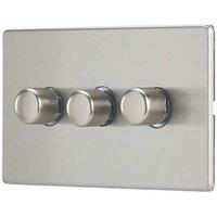 Contactum Lyric 3-Gang 2-Way LED Dimmer Switch Brushed Steel (912RP)