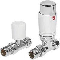 Towelrads 15mm x 1/2" White Straight Modern Thermostatic Radiator Valve & Lockshield (912RY)