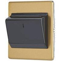 Contactum Lyric 10AX Key Card Switch Brushed Brass with Black Inserts (913RR)