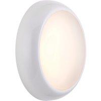 Saxby HeroPro Mini Outdoor Maintained Emergency Round LED Bulkhead With Microwave Sensor Gloss White 12W 1200lm (915VX)