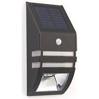 LAP Outdoor LED Solar Bulkhead With PIR Sensor Matt Black 40lm (9162F)