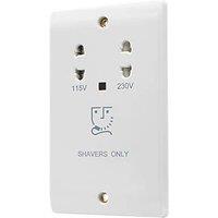 Vimark Pro 2-Gang Dual Voltage Shaver Socket 115 / 230V White (918PV)