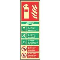 Essentials Photoluminescent "Fire Extinguisher Lithium-lon" Sign 300mm x 100mm (919FG)