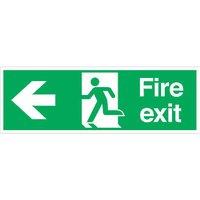 Essentials Non Photoluminescent "Fire Exit Left" Signs 150mm x 450mm 100 Pack (919FX)