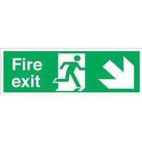 Essentials Non Photoluminescent "Fire Exit" Down Right Arrow Signs 150mm x 450mm 50 Pack (92040)