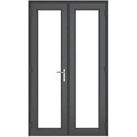 Crystal Anthracite Grey Double-Glazed uPVC French Door Set 2055mm x 1290mm (920JP)