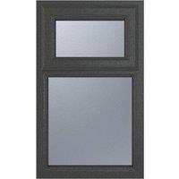 Crystal Top Opening Obscure Double-Glazed Casement Anthracite on White uPVC Window 1190mm x 1115mm (920VH)