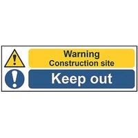 Essentials "Warning Construction Site Keep Out" Sign 200mm x 600mm (921HL)
