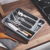 Essentials Datil Plastic Cutlery Tray 260mm x 330mm Grey (921JR)