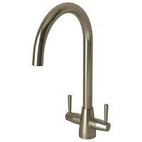 ETAL Wick Twin Lever Kitchen Mixer Tap Brushed Steel (922FJ)