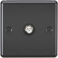 Knightsbridge 1-Gang F-Type Satellite Socket Matt Black with Black Inserts (922PY)