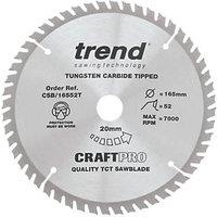 Trend CraftPo CSB/16552T Wood Thin Kerf Circular Saw Blade for Cordless Saws 165mm x 20mm 52T (924XG)