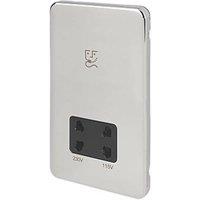 Schneider Electric Lisse Deco 2-Gang Dual Voltage Shaver Socket 115 / 230V Polished Chrome with Black Inserts (925FF)