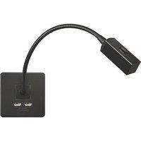Knightsbridge LED Reading Light Matt Black 2W 55lm + 2.4A 2-Outlet Type A USB Charger (927PY)