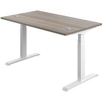 TC Group Economy Back To Back Powered Rectangular Sit Stand Desk Grey Oak/White 1200mm x 0.62-1.28m (927TT)